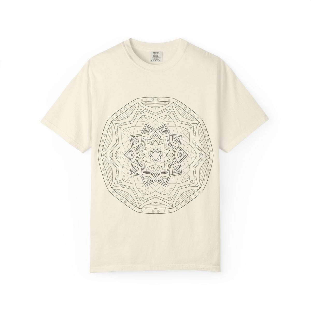 Unisex Garment Dyed Cotton T-Shirt with Mandala Graphic Design