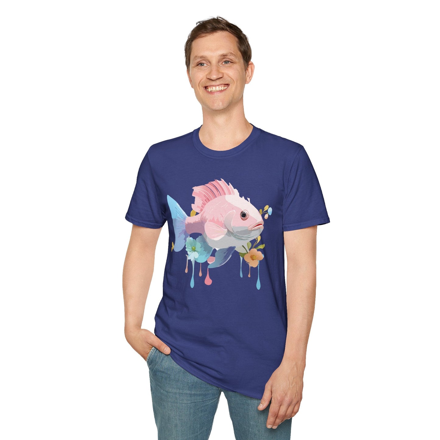 Fish Art Design Shirt Unisex Graphic Tee With Fish Illustration Gildan Softstyle 64000