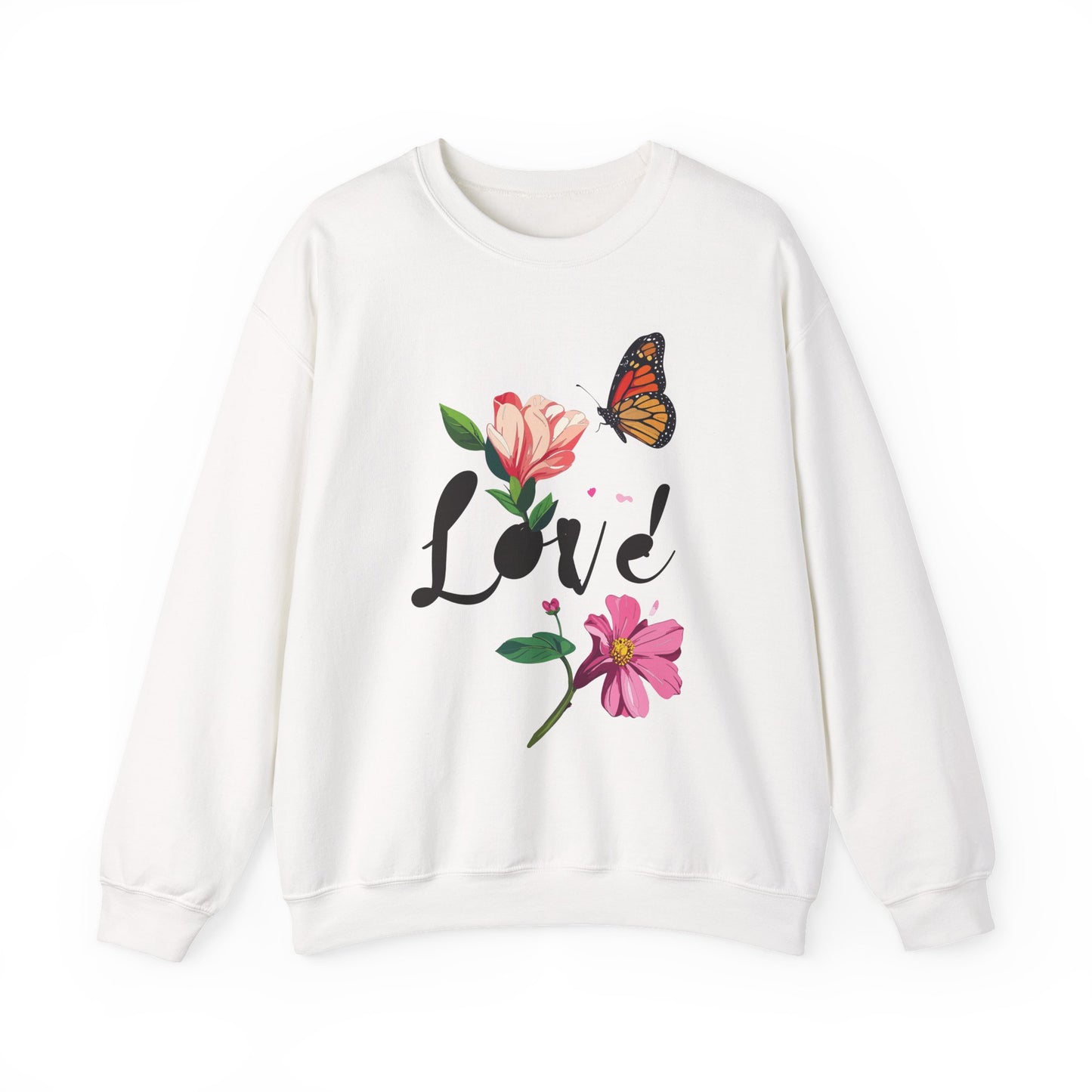 Floral Love Sweatshirt, Floral Butterfly Sweatshirt, Love Sweatshirt, Valentine's Day Sweatshirt, Floral Sweatshirt 120