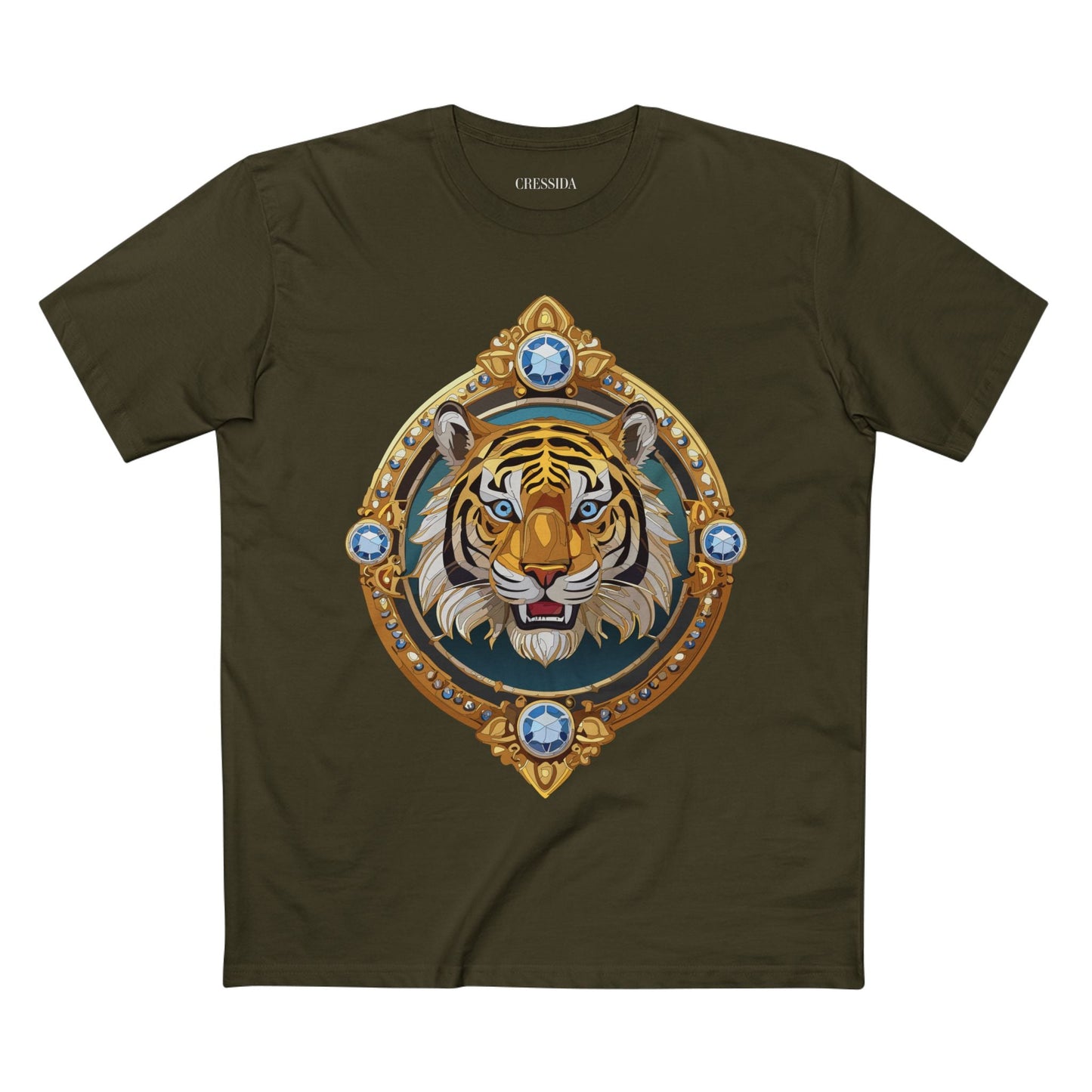 Tiger Graphic Unisex 100 Cotton Tee With Unique Animal Golden Medallion Art Design 6