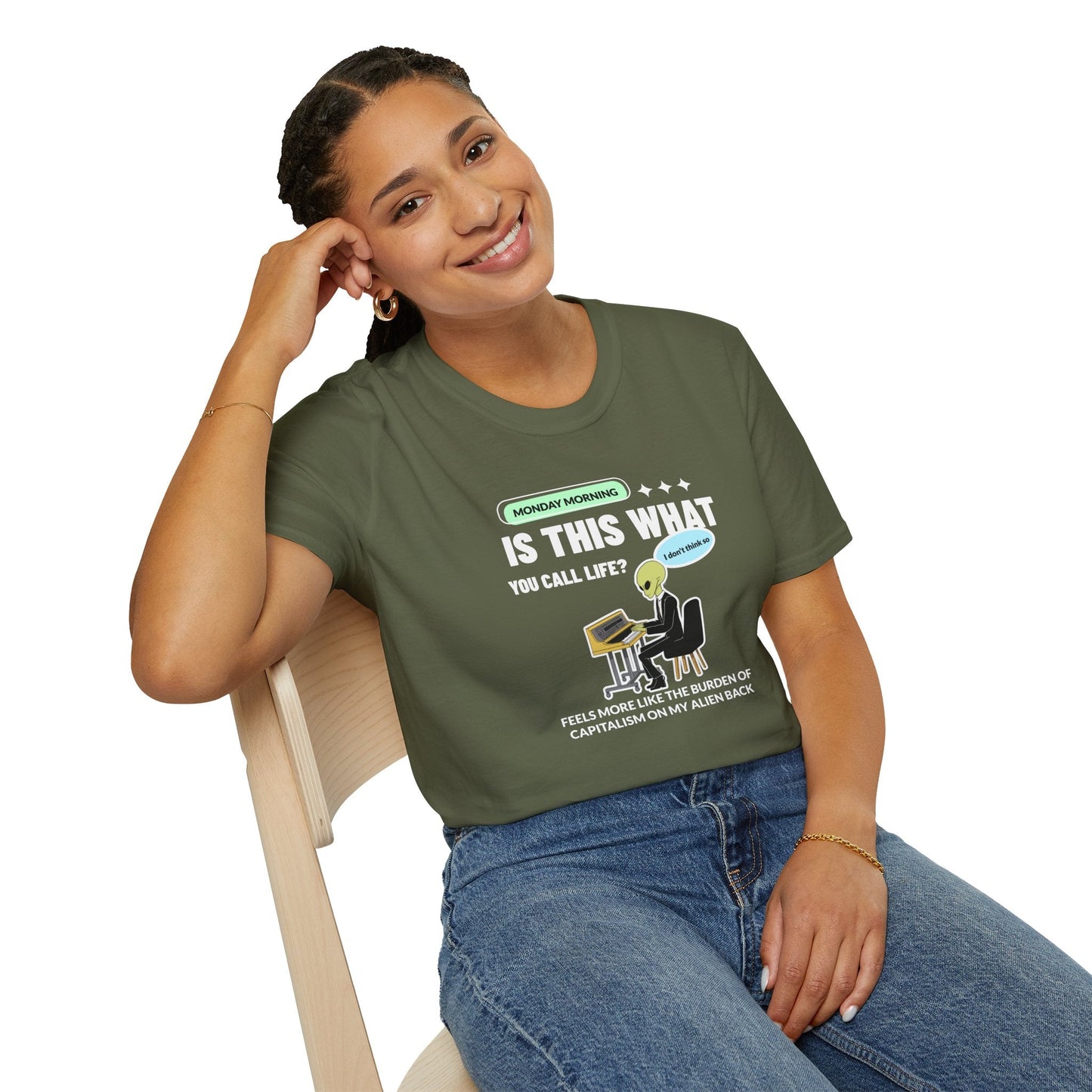 Alien Office Worker T-Shirt Unisex Cotton