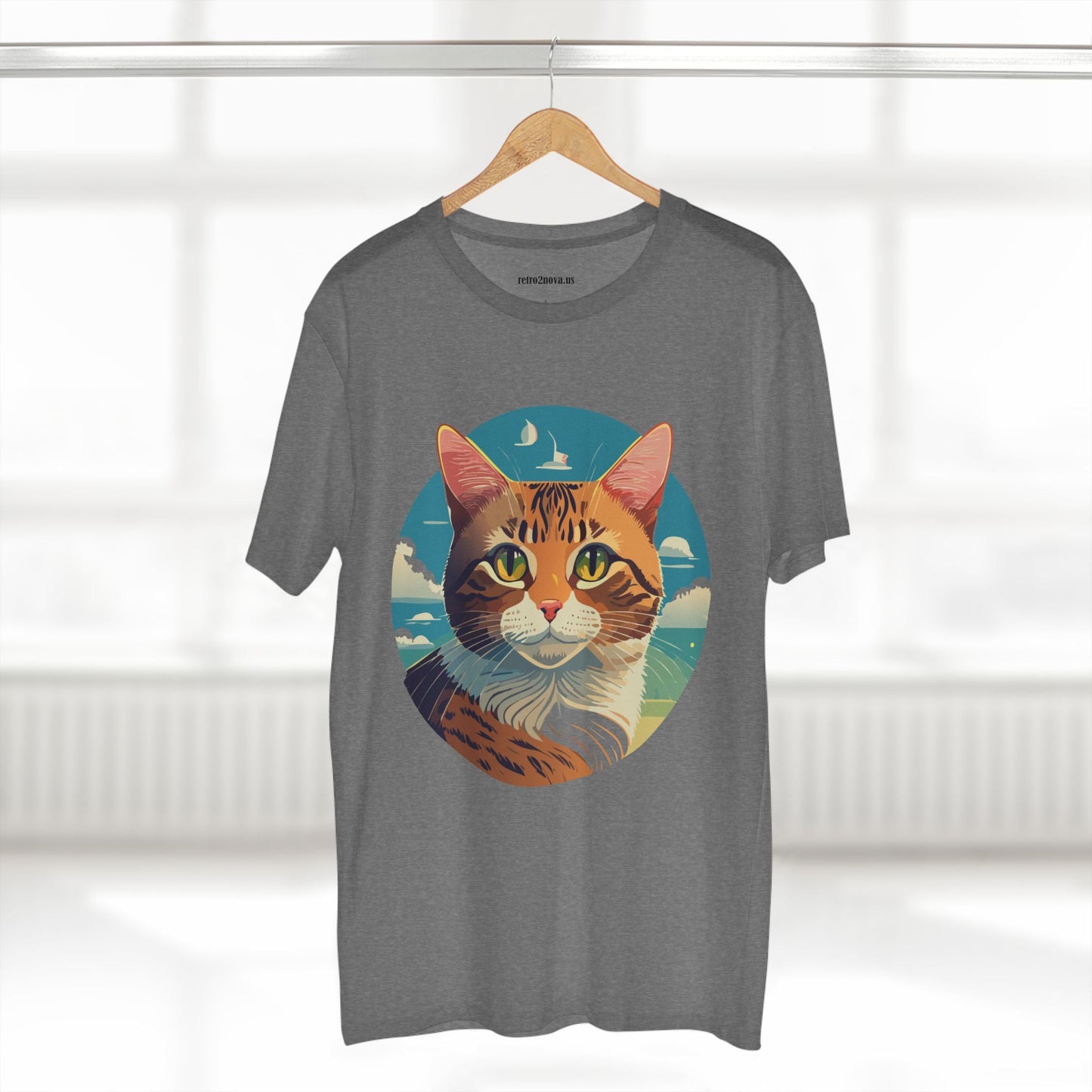 Unisex Premium Cotton Staple Tee With Original Cat Art Design Featuring Retro2Nova Logo And Everyday Comfort
