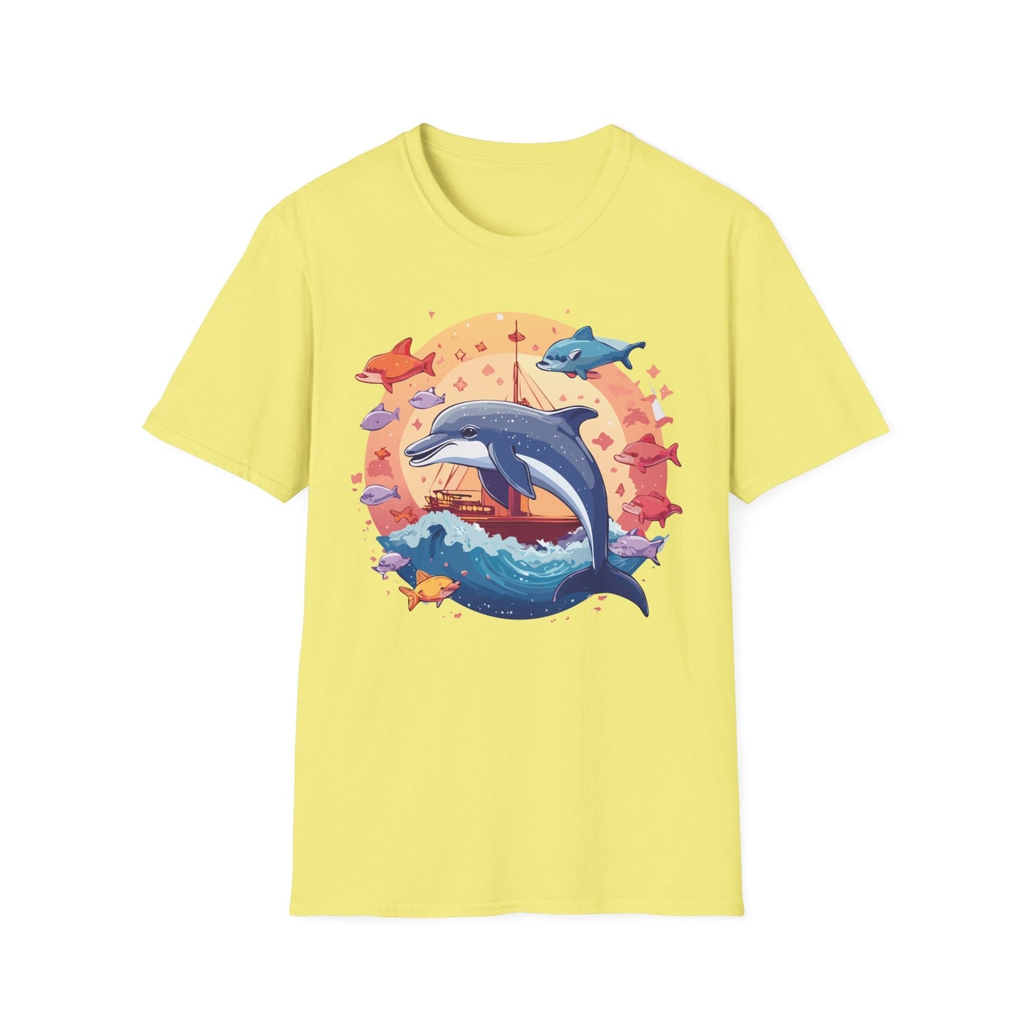 Dolphin Shirt Unisex Softstyle Cotton Tee 100 Percent Ring Spun Lightweight Breathable