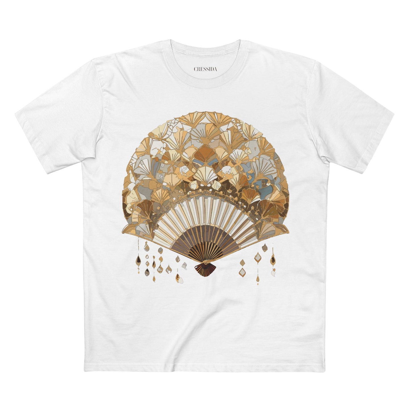Antique Fan Graphic Design T-Shirt Unisex 100 Cotton Floral Carnival Artwork Tee 10
