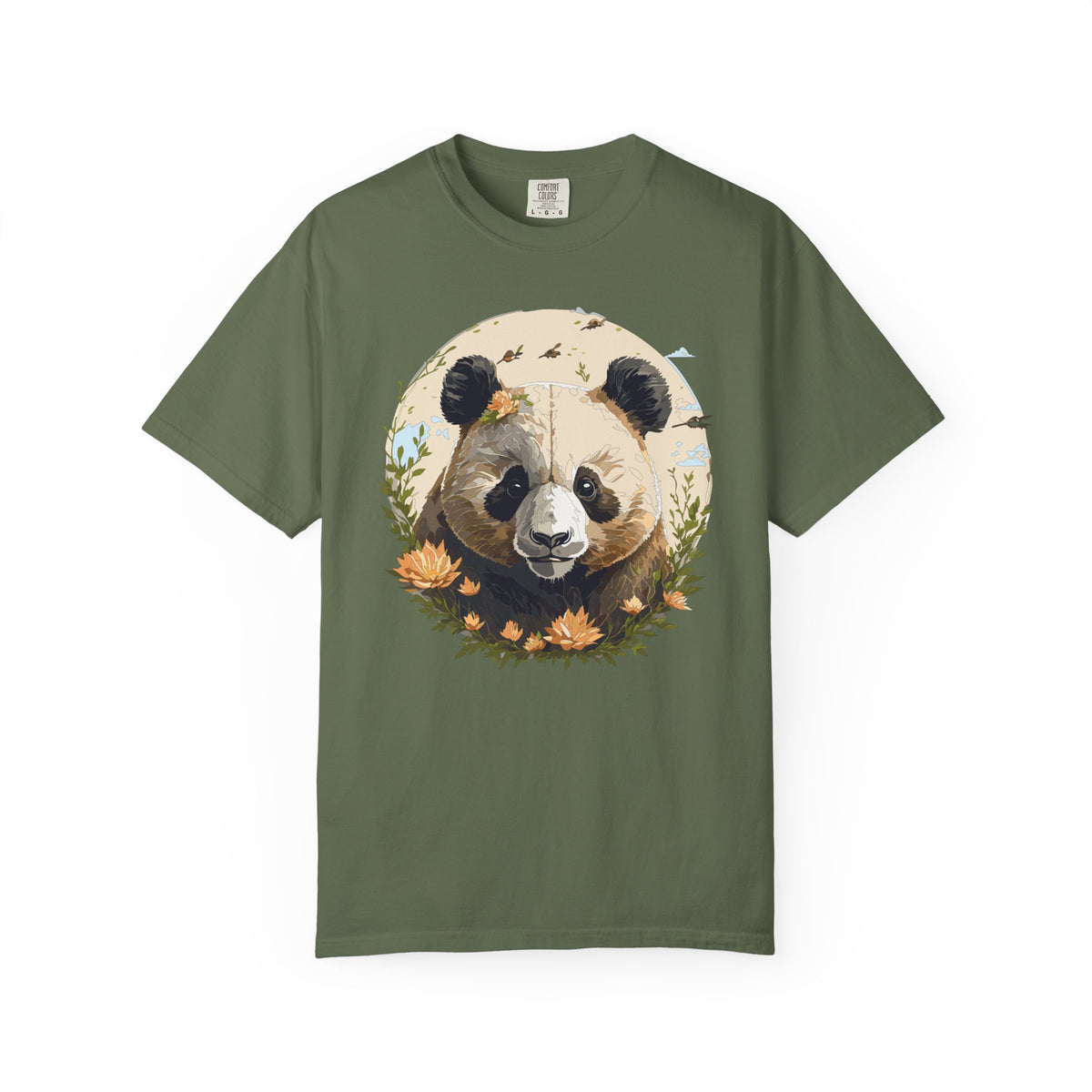 Panda Portrait T-Shirt Unisex Cotton Floral Meadow Circle Animal Art Tee p9