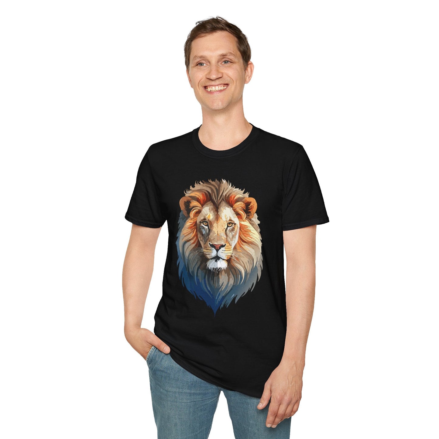 Gildan Softstyle Lion Print T Shirt Floral Tee For Unisex Everyday Comfort