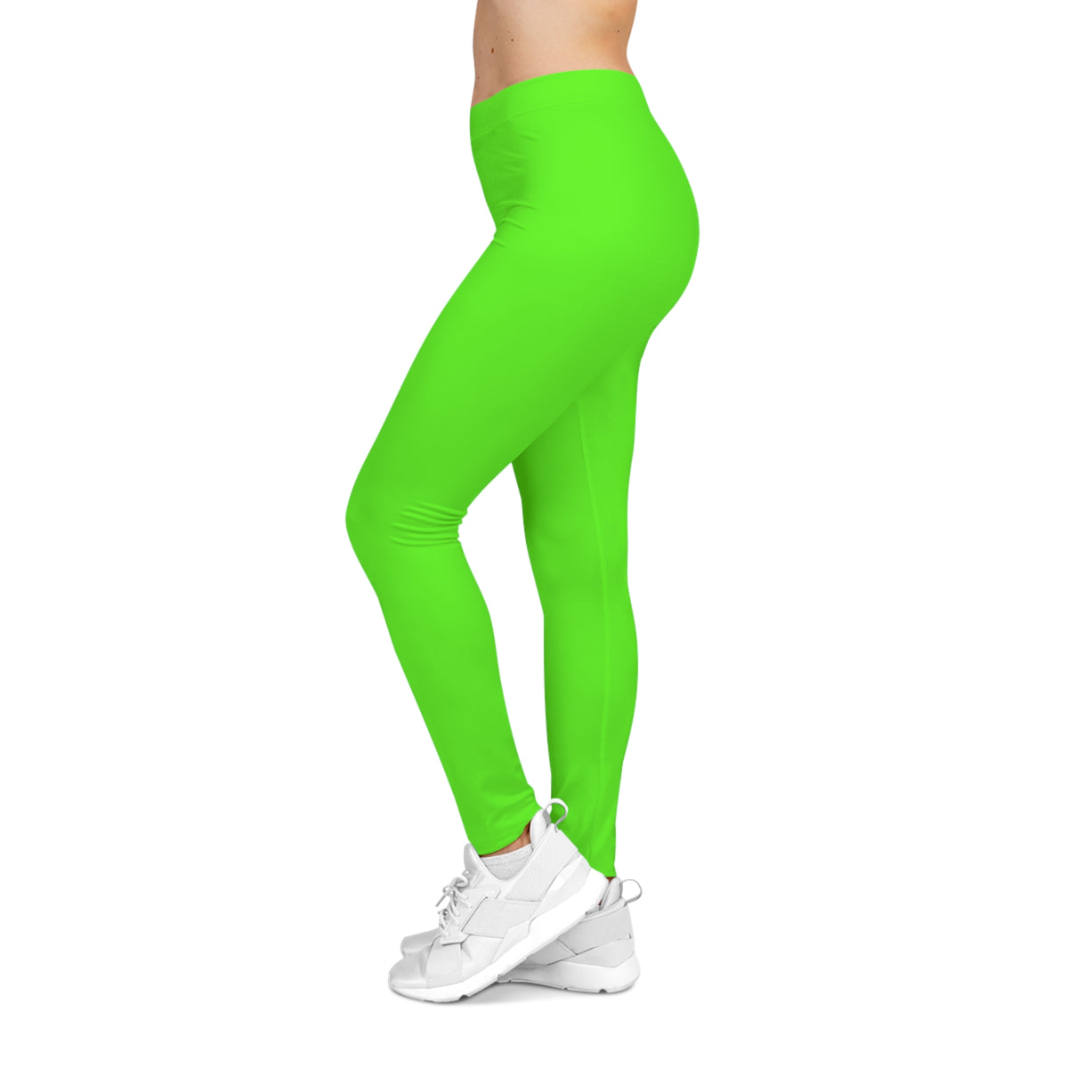 Neon Grass Green Color Women's Poly-Span Casual Leggings XS-2XL