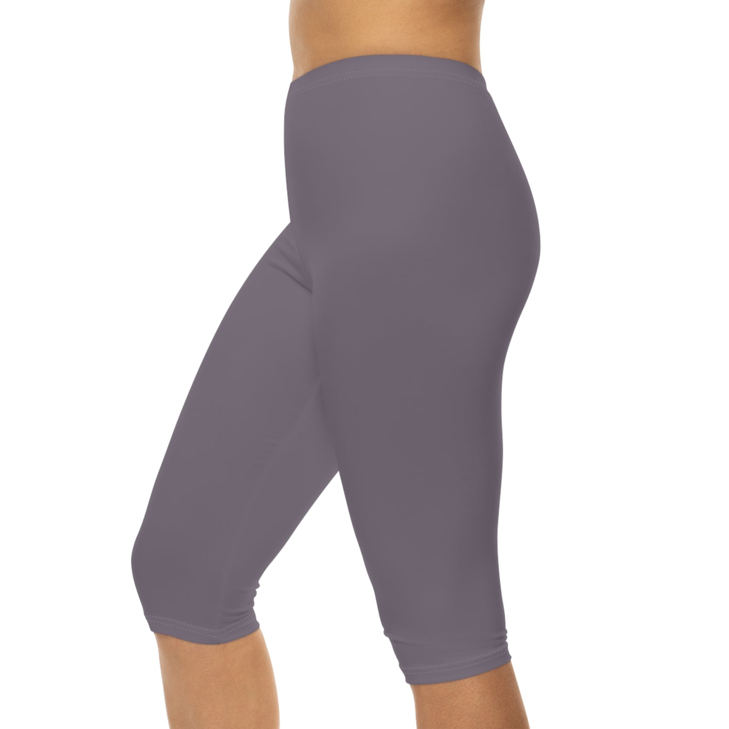 Mauve Fog Color Women's Brushed Suede Poly Span Casual Capri Leggings XS-2XL
