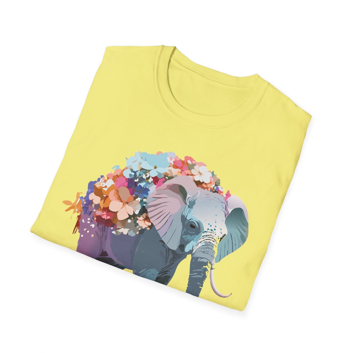 Elephant T Shirt Unisex Softstyle Tee 100 Percent Ring Spun Cotton Animal Design