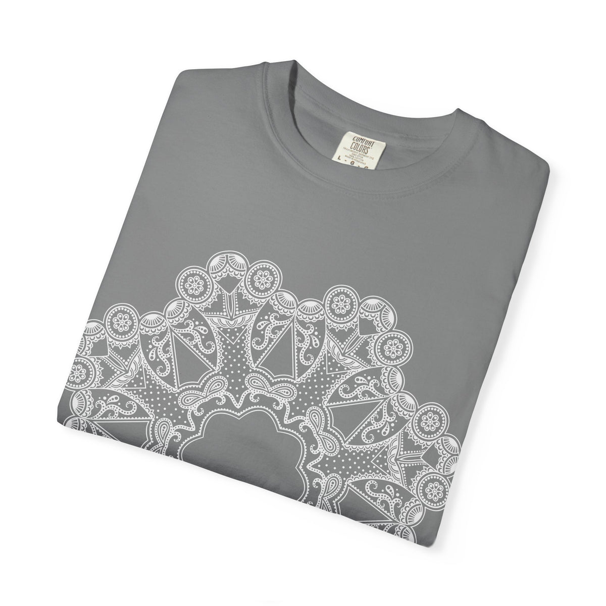 Unisex Garment Dyed Cotton T-Shirt with Mandala Graphic Design