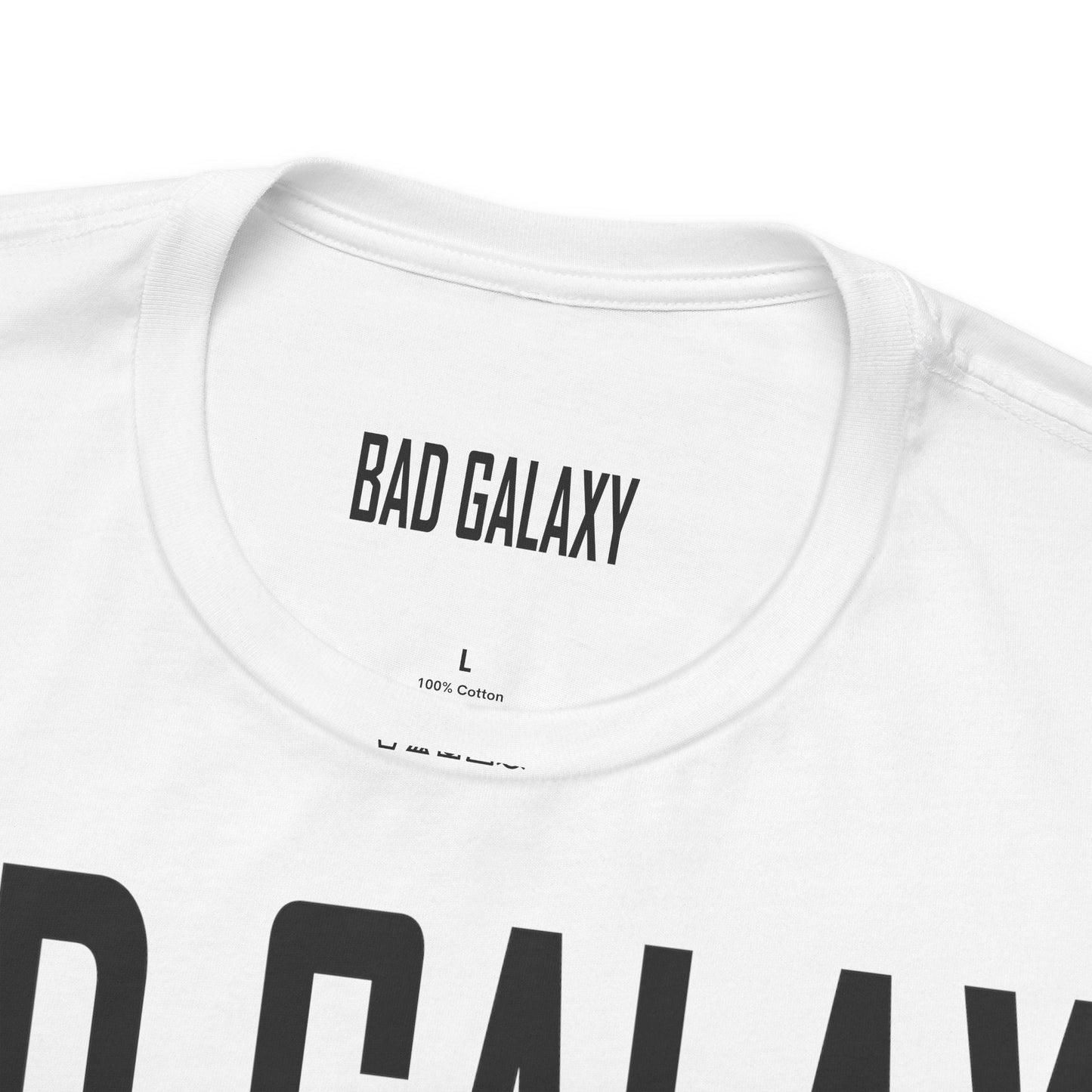 Tee Shirt With Red Stamp Designed And Printed In The USA By Bad Galaxy 100 Percent Cotton