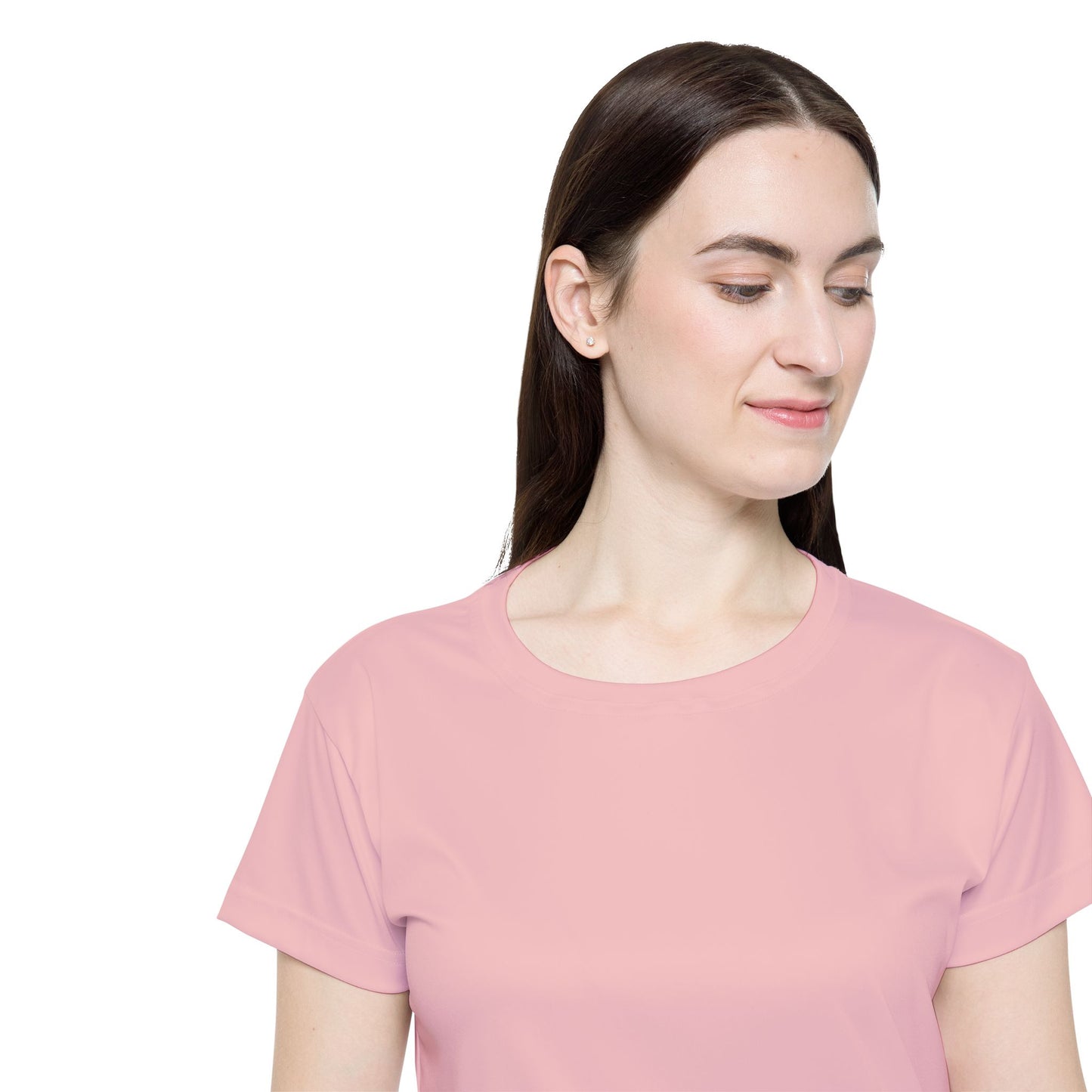 Tea Rose Women's Sports Jersey Short Sleeves 100% Poly Solid Rose Pink Color Print Athletic Tee