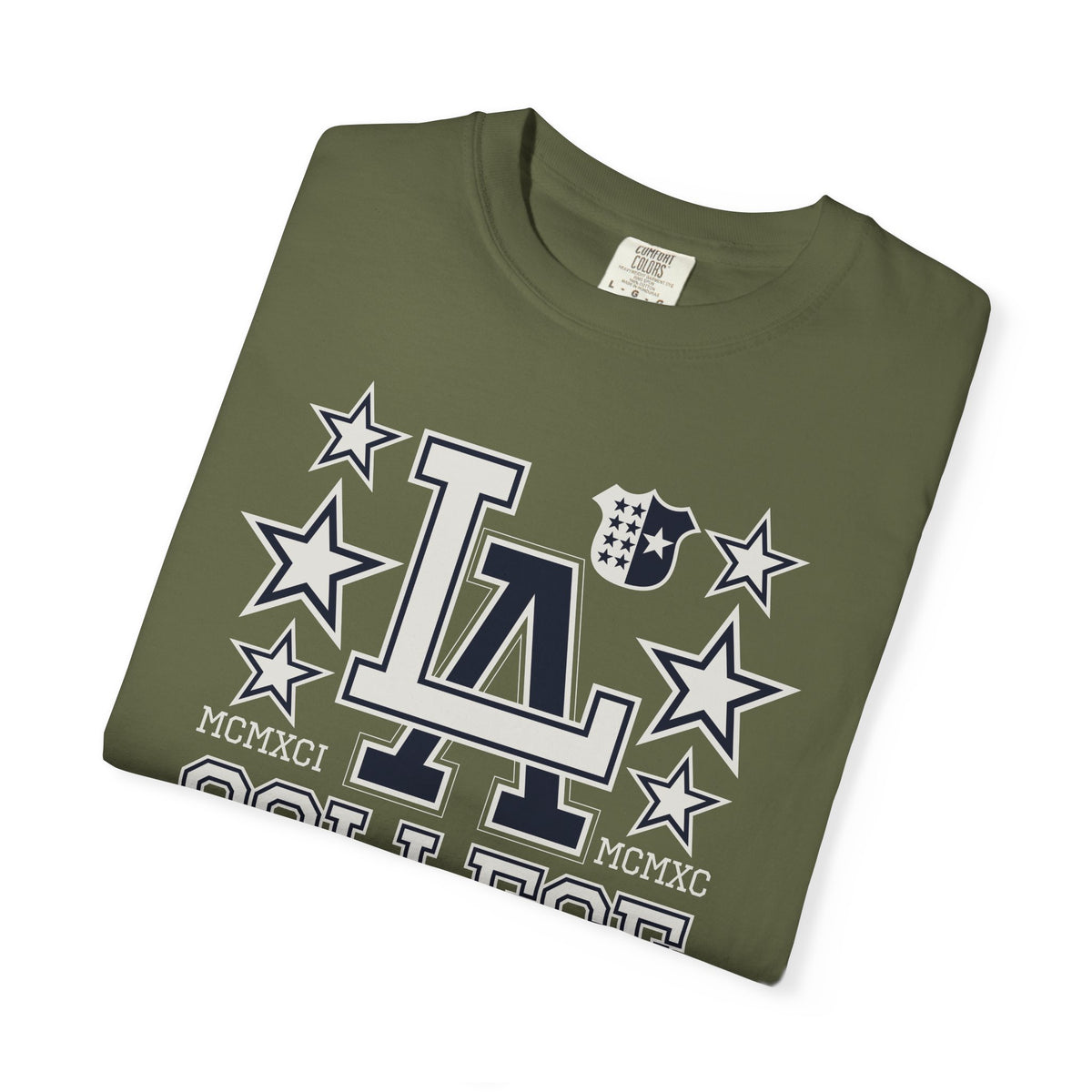 LA College Champions Logo Unisex Comfort Colors Garment-Dyed Heavyweight 100 Cotton Art Design T-Shirt w13