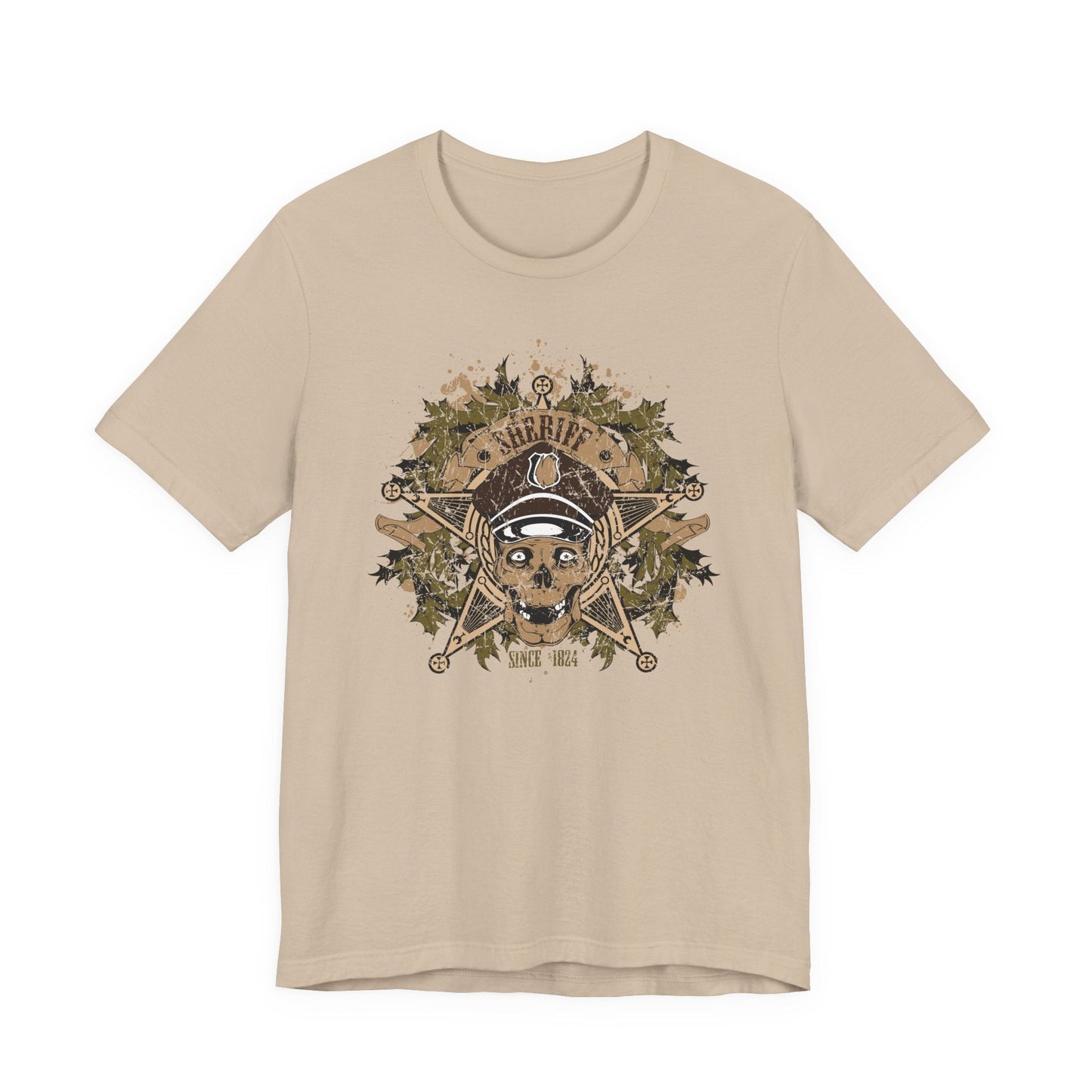 Skull Floral Emblem Graphic Unisex Cotton Tee Art-45