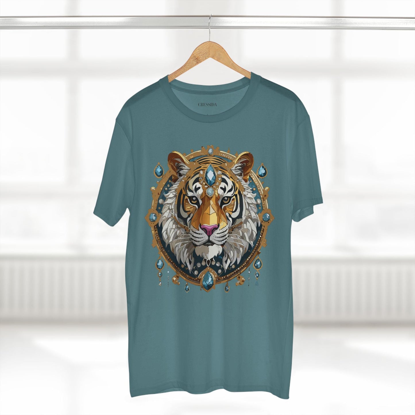 Tiger Graphic Unisex 100 Cotton Tee With Unique Animal Golden Medallion Art Design 51