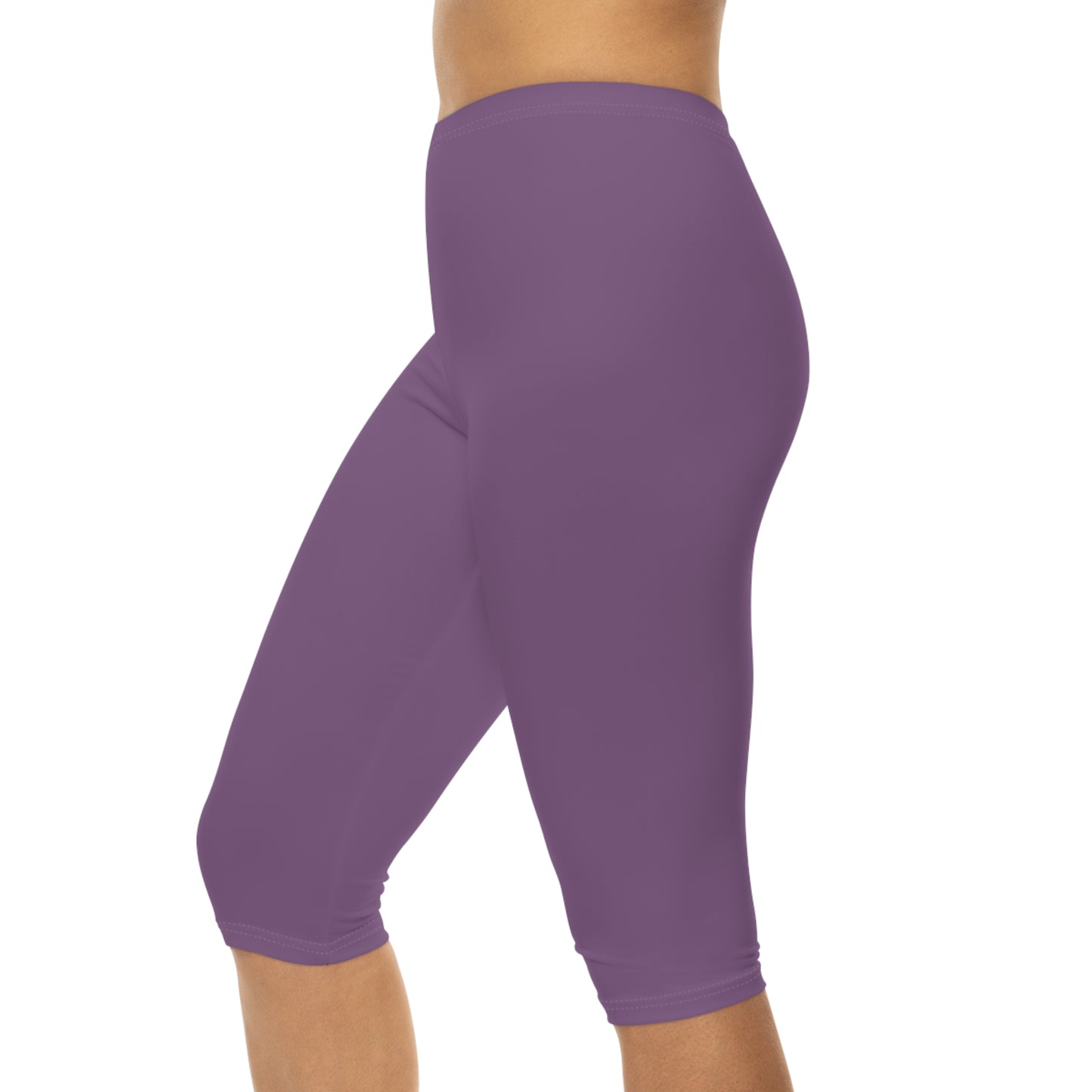 Dusty Lavender Color Women's Brushed Suede Poly Span Casual Capri Leggings XS-2XL