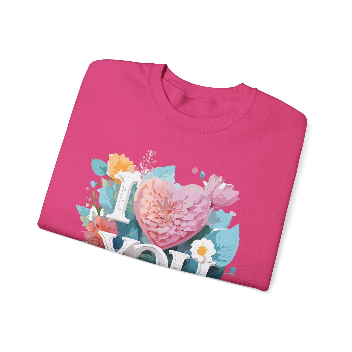 Floral Love Sweatshirt Unisex Valentines Day Gift 50 50 Cotton Polyester Crewneck