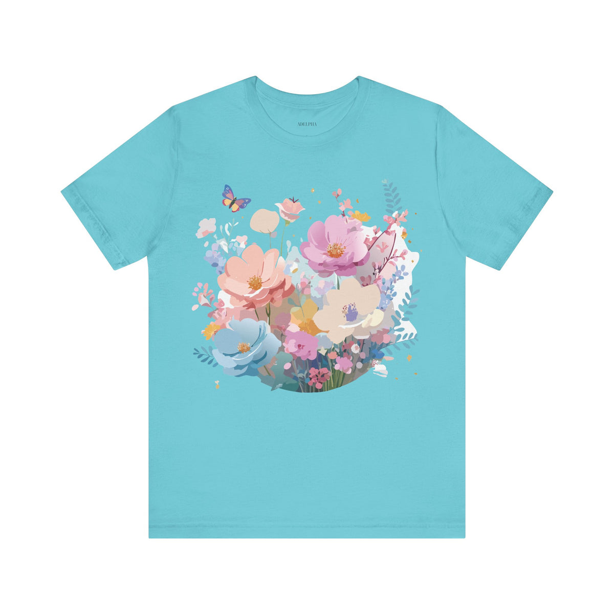 Floral Graphic Unisex Cotton Bella+Canvas Tee with Flowers Art Design n117