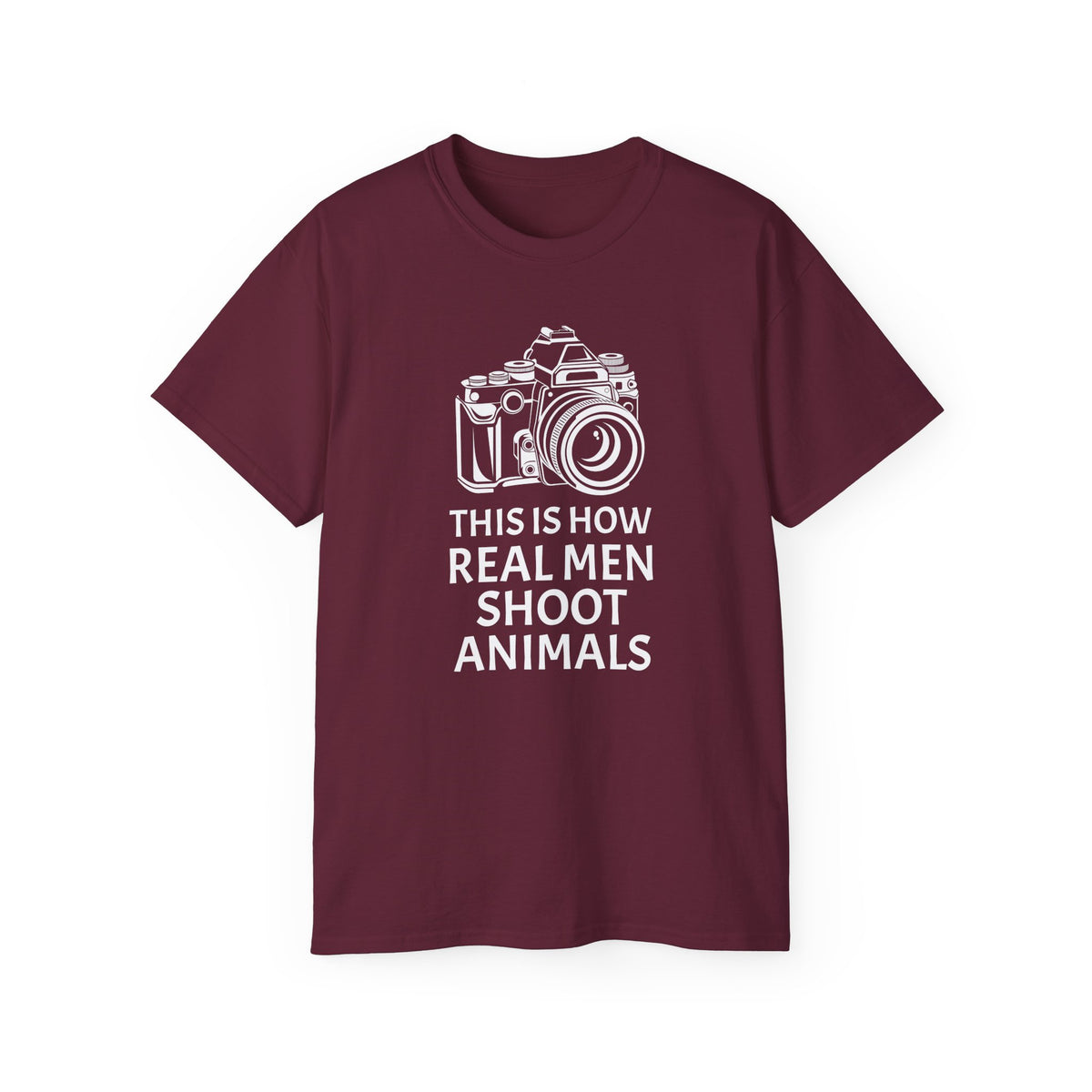 Camera Graphic This Is How Real Men Shoot Animals Tee | Photography Shirt, Photo Lover
