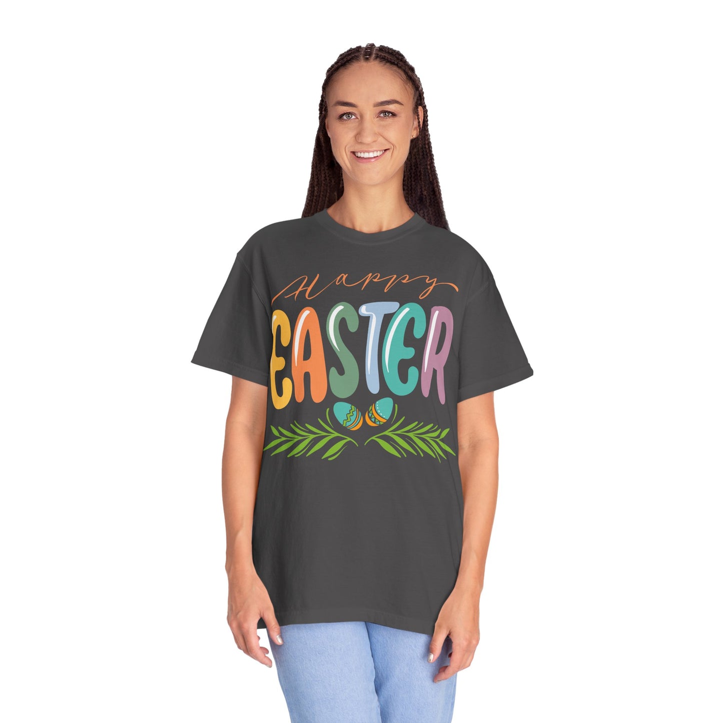 Happy Easter T-Shirt, Tee Shirt with Easter Signature, T Shirt with Easter Prints, Tee Shirt with Easter Design