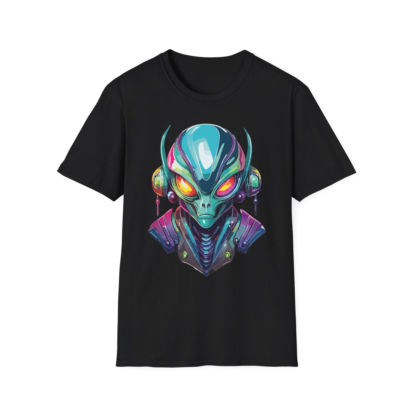 Alien Cosmos Unisex Cotton T Shirt With Alien Artwork Softstyle Ring Spun Cotton 64000