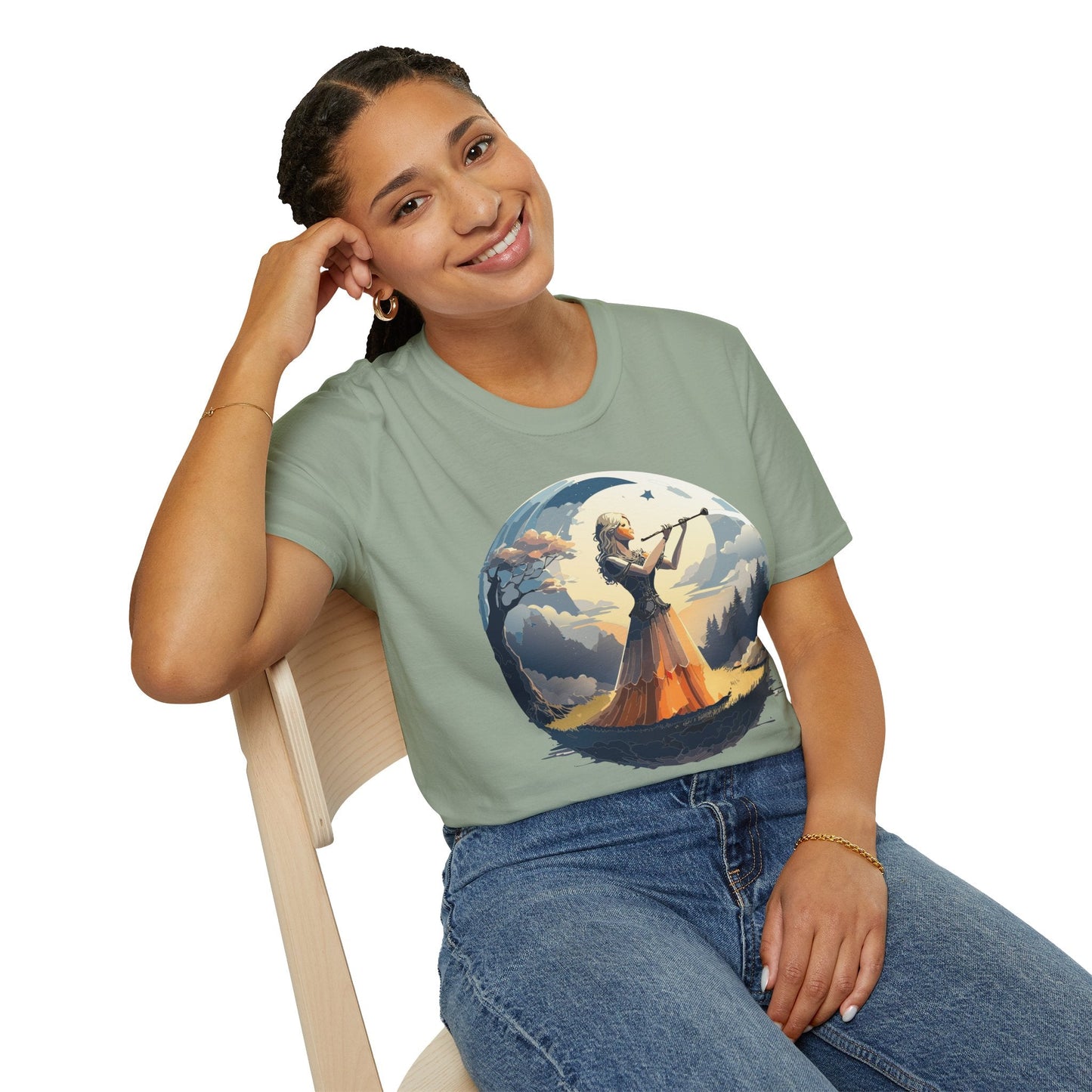 Unisex Softstyle Graphic T Shirt 100 Percent Ring Spun Cotton Art Design Tee For Women