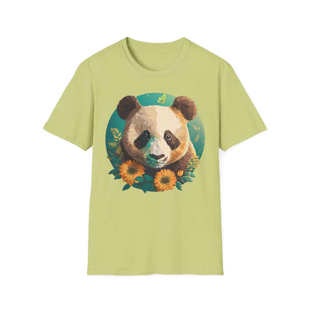Panda Face with Sunflowers T-Shirt | Cute Floral Bear Graphic