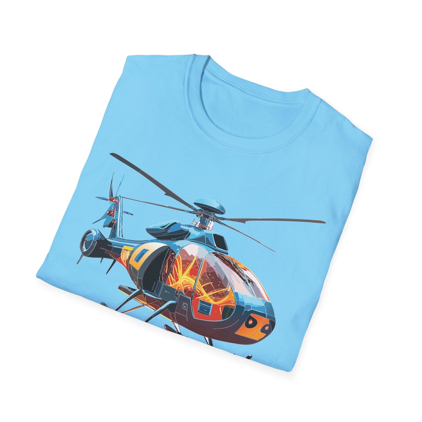 Helicopter Chopper Shirt Unisex Gildan Softstyle 64000 Short Sleeve Tee For Everyday Wear
