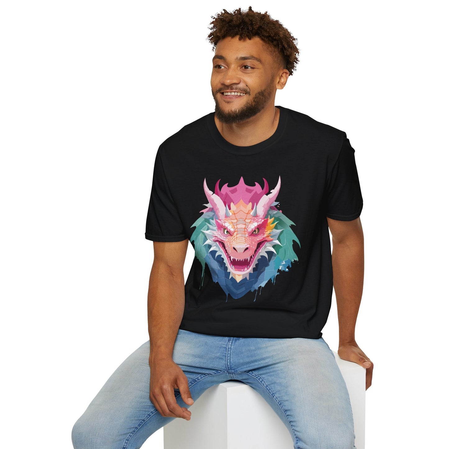 Dragon T Shirt Unisex Softstyle Cotton Tee With Animal Art Design Graphic Print Artwork