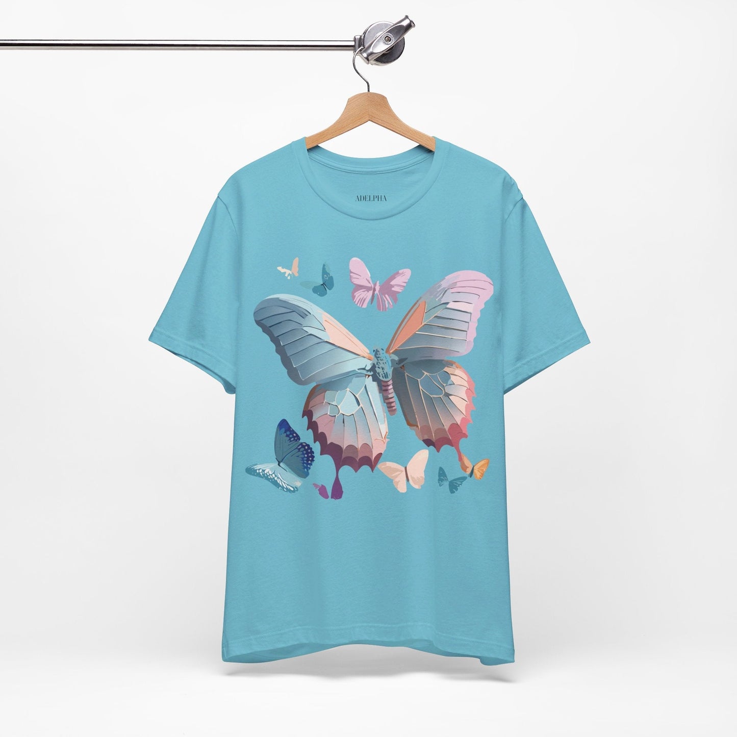 Butterfly Graphic Short Sleeve Tee Unisex Vintage Art Shirt By Adelpha
