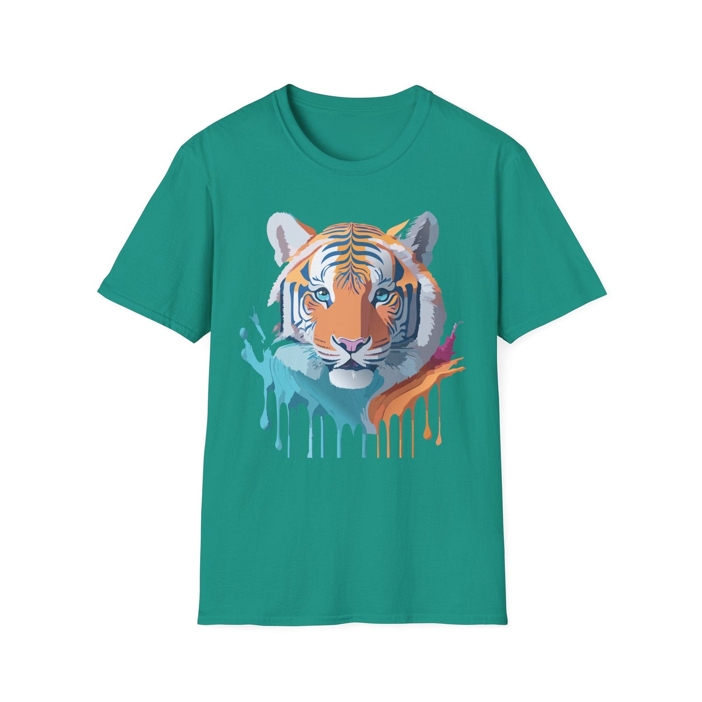 Tiger Print Shirt Unisex Softstyle Tee 100 Percent Ring Spun Cotton