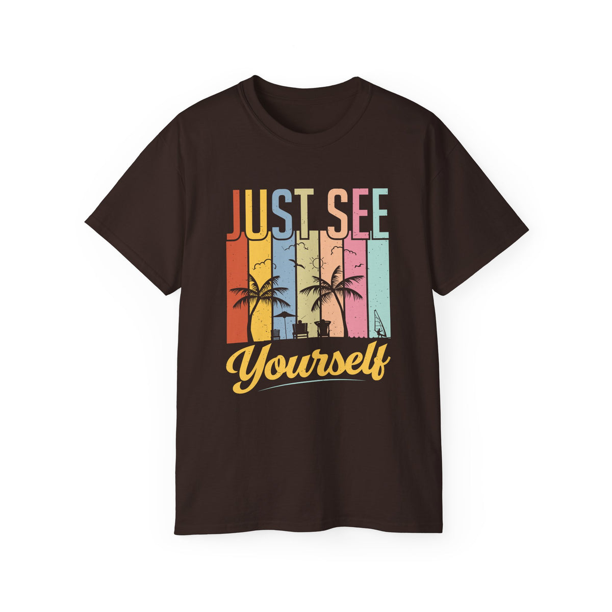 Just See Yourself T-Shirt | Retro Sunset Palm Trees Tee