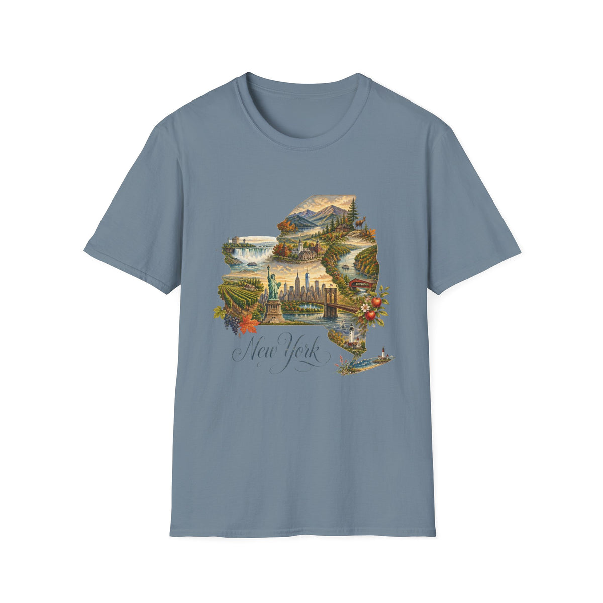 New York State Travel Tourist Graphic Design Unisex 100 Cotton Gildan T-Shirt