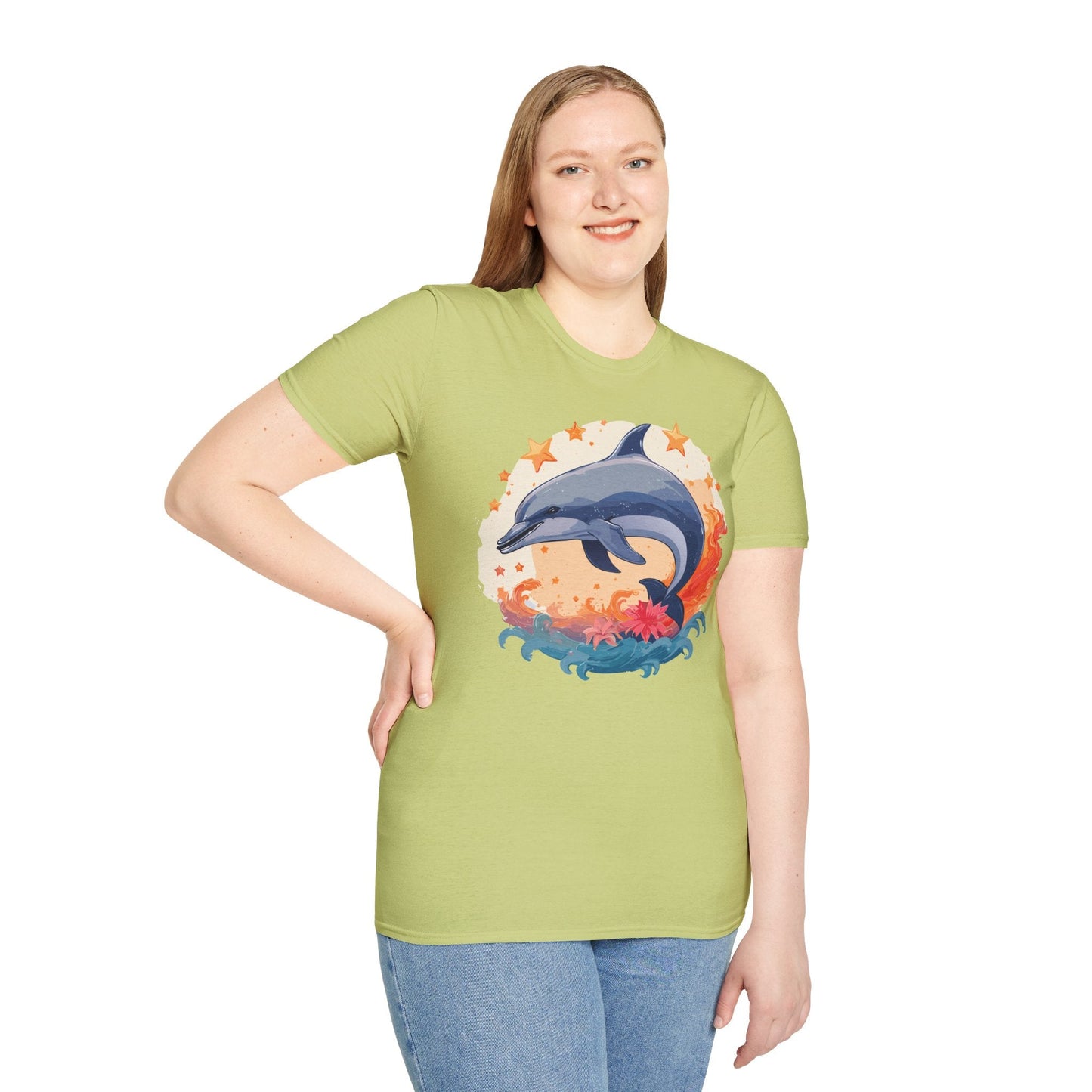 Dolphin Shirt Unisex Tee Gildan Softstyle 64000 100 Percent Ring Spun Cotton Comfort Wear