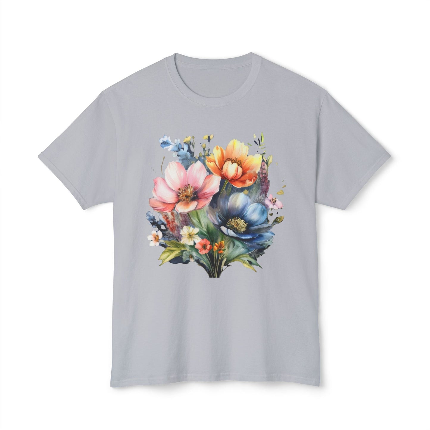 Floral T Shirt With Full Color Art Print Unisex HD Cotton Designed And Printed In USA
