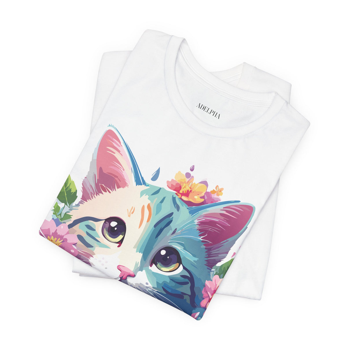 Cat Graphic Unisex Cotton Bella+Canvas Tee with Art Animal Design e107