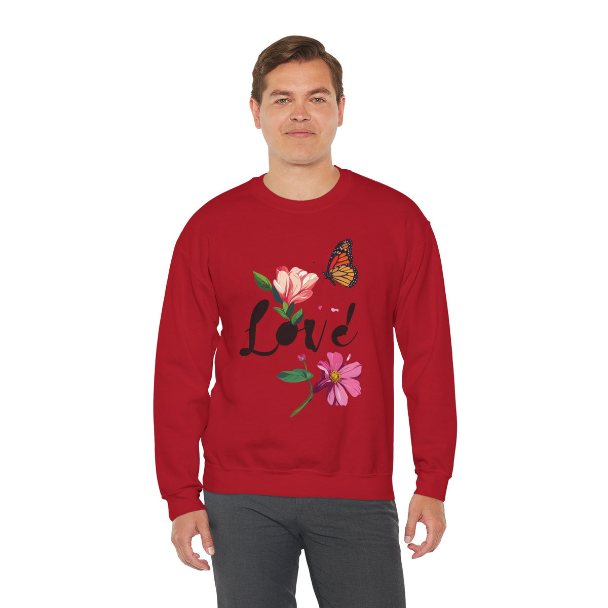 Floral Love Sweatshirt, Floral Butterfly Sweatshirt, Love Sweatshirt, Valentine's Day Sweatshirt, Floral Sweatshirt 120