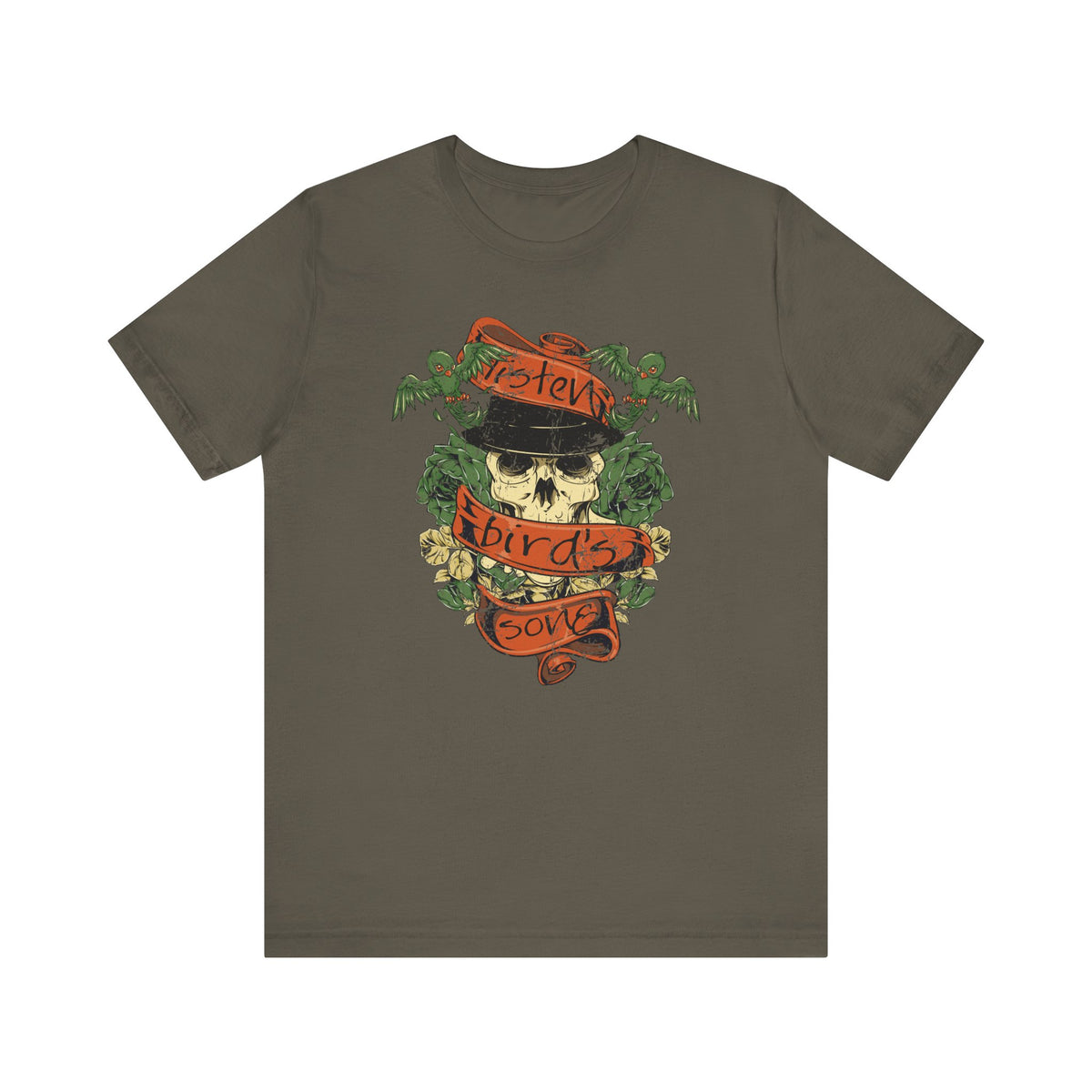 Skull with Bandana Tee Floral Vines Tattoo Style Graphic Unisex Cotton Shirt Art-38