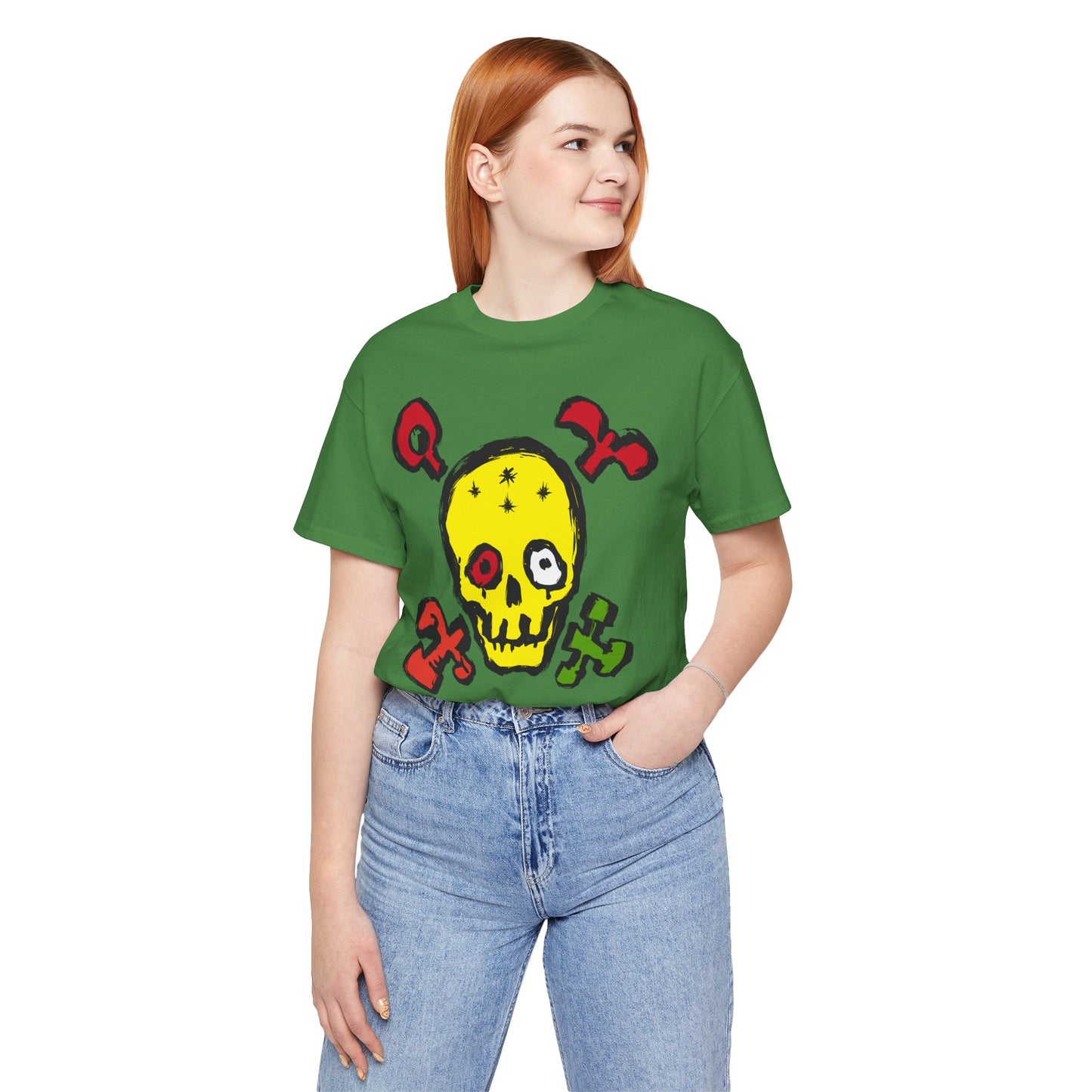 Yellow Skull Graphic Design Tee, Skull Shirt, Vintage Tees, Art Design T-Shirt, Vintage Graphic Tee, Art Shirts with Skulls