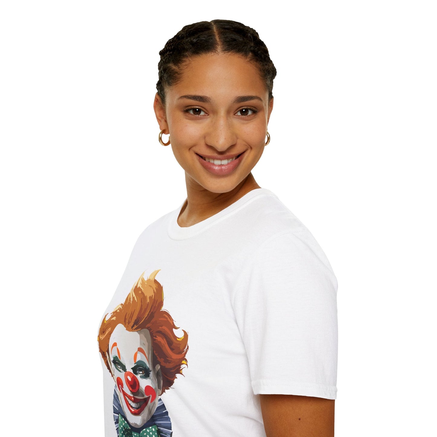 Clown Theme T Shirt Funny Man Circus Scary Man Unisex Gildan Softstyle Graphic Tee Everyday Wear