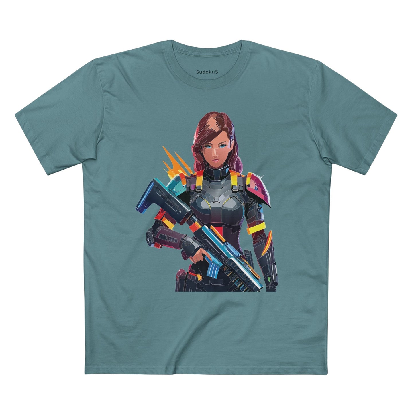Army-woman Graphic Unisex 100 Cotton Staple Tee 16
