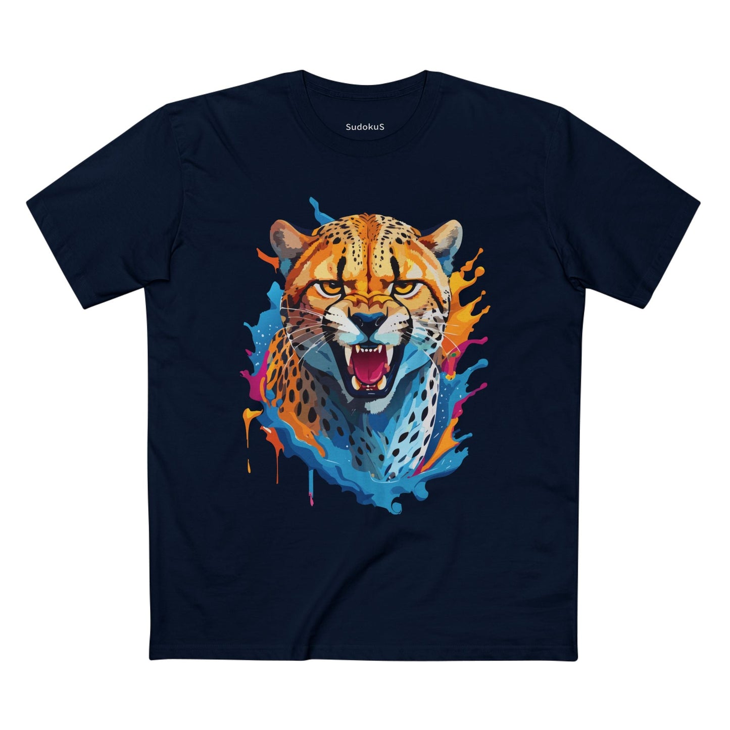 Cheetah Graphic Unisex 100 Cotton Staple Tee with Animal Design Artwork 24