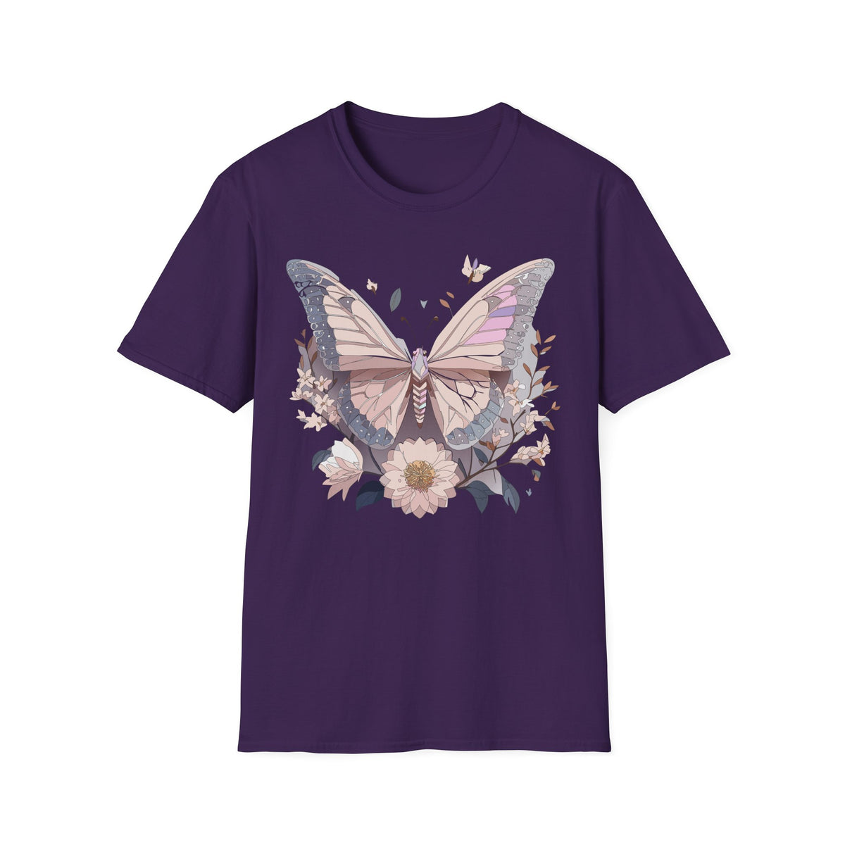 Pastel Butterfly Floral Wings Graphic Design Unisex 100 Cotton Gildan T-Shirt