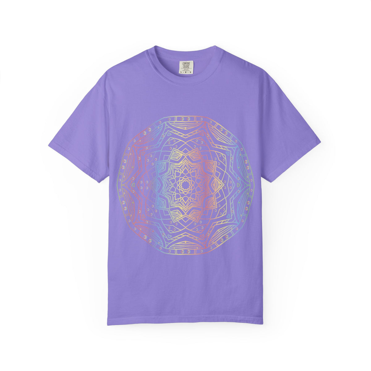 Unisex Garment Dyed Cotton T-Shirt with Mandala Graphic Design