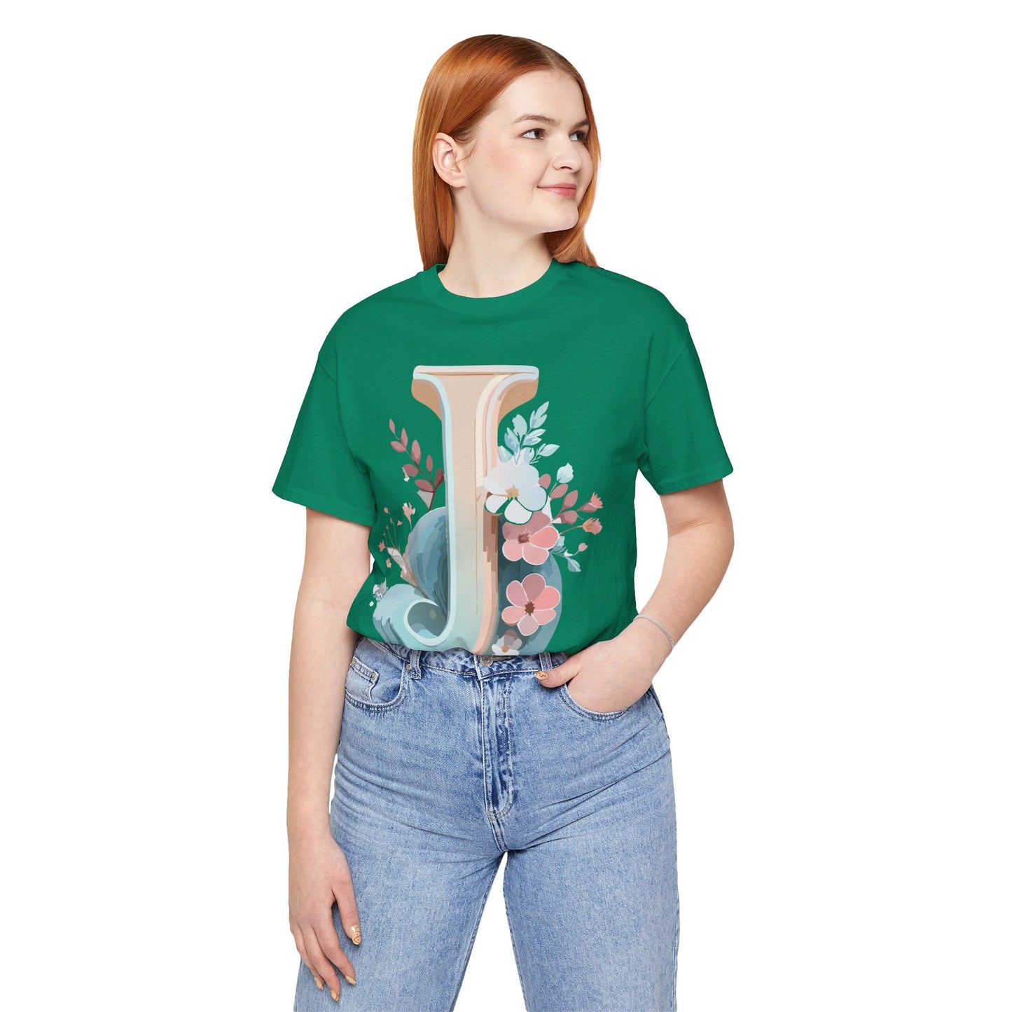 Letter J Shirt Graphic Unisex Tee With Original Vintage Inspired Artwork By Adelpha