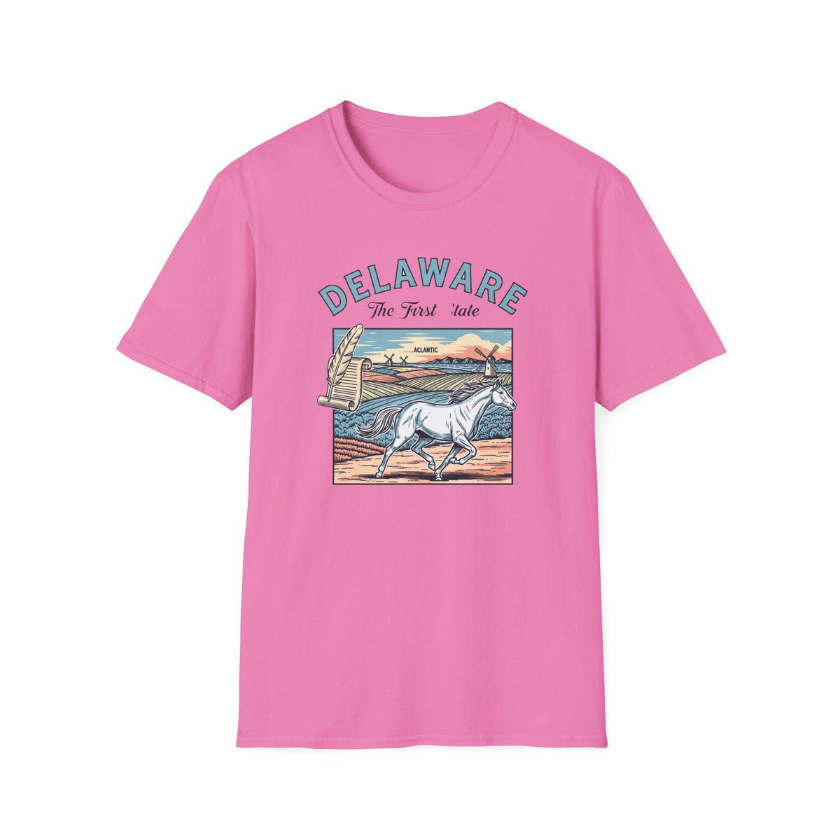 Delaware First State Vintage Horse Tee Travel Tourist Graphic Design Unisex 100 Cotton Gildan T-Shirt