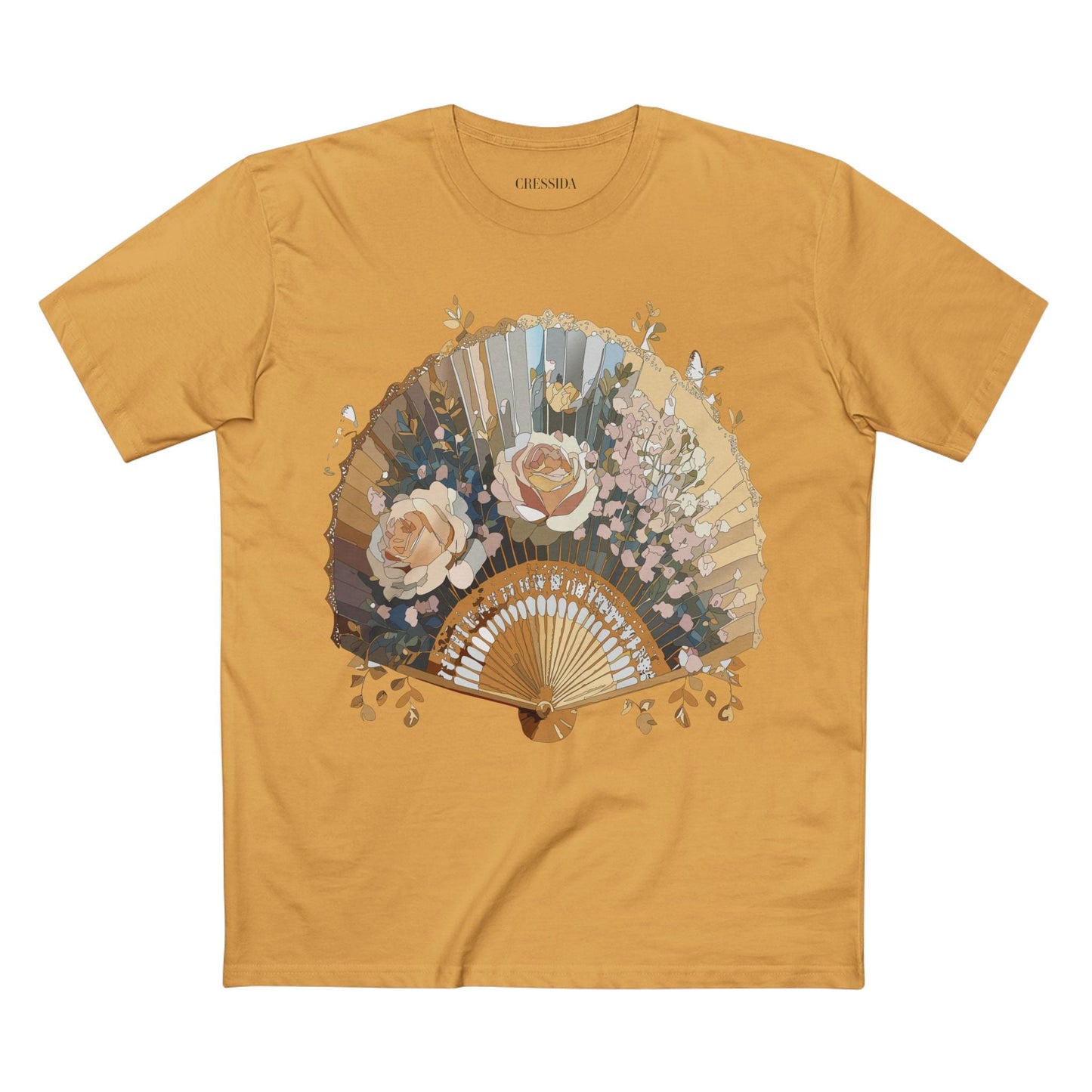 Antique Fan Graphic Design T-Shirt Unisex 100 Cotton Floral Carnival Artwork Tee 6