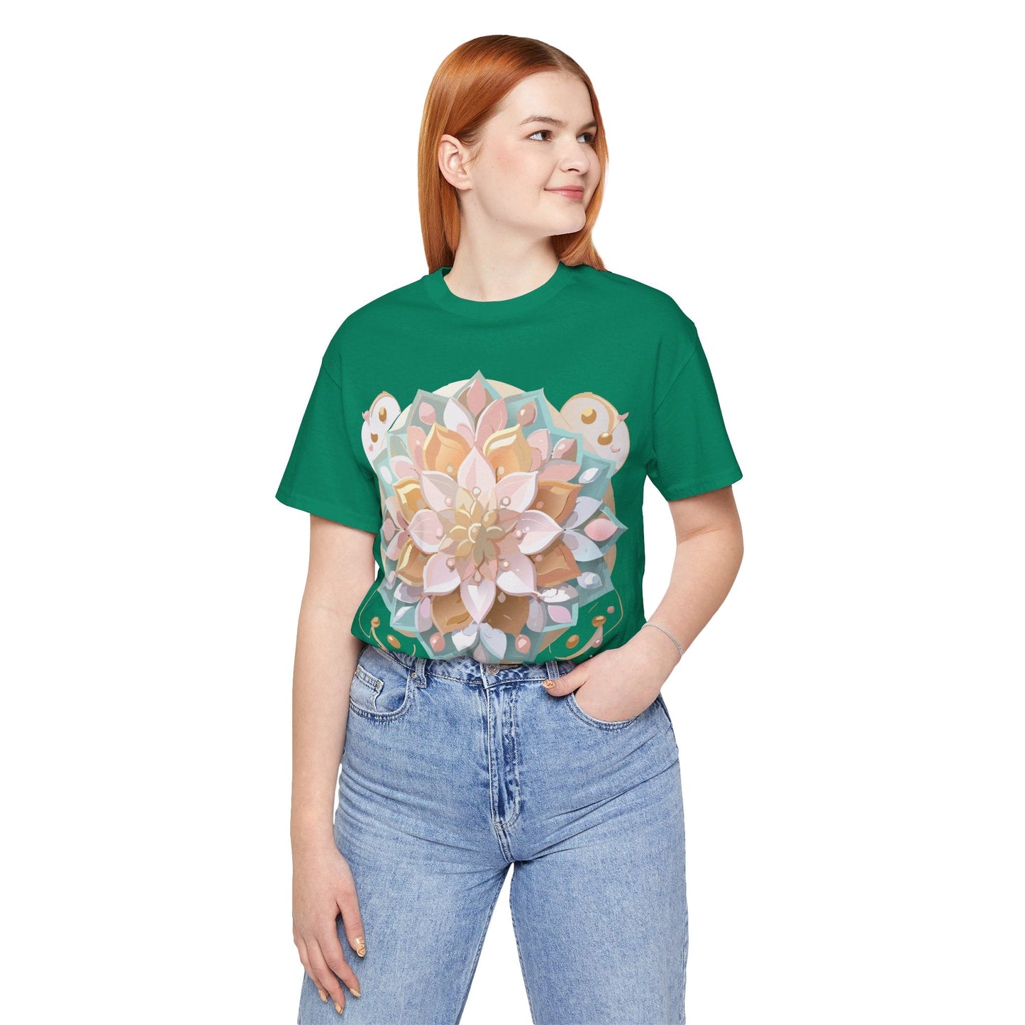 Mandala Graphic Unisex 100 Cotton Vintage Floral Artwork Tee 10