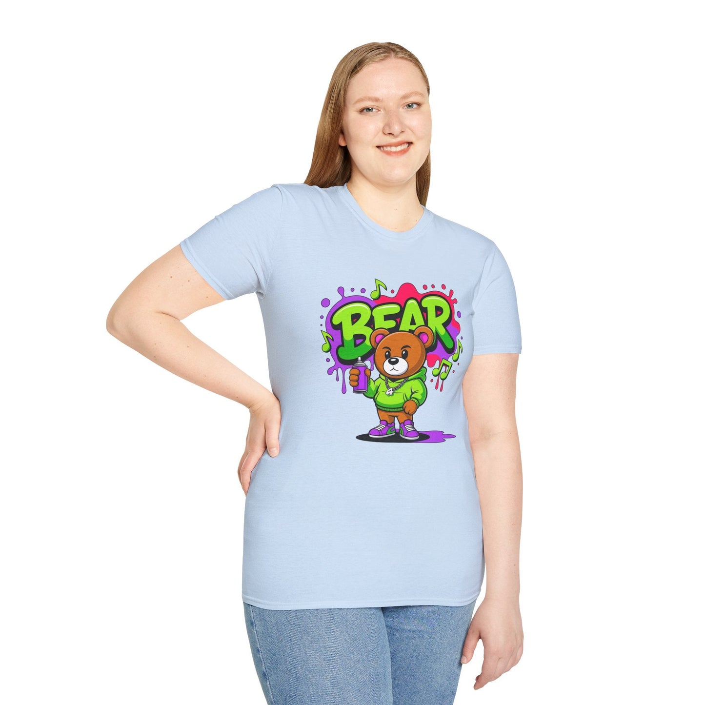 Cartoon T Shirt With Animation Funny Animals Tee Gildan Softstyle 64000 100 Percent Ring Spun Cotton
