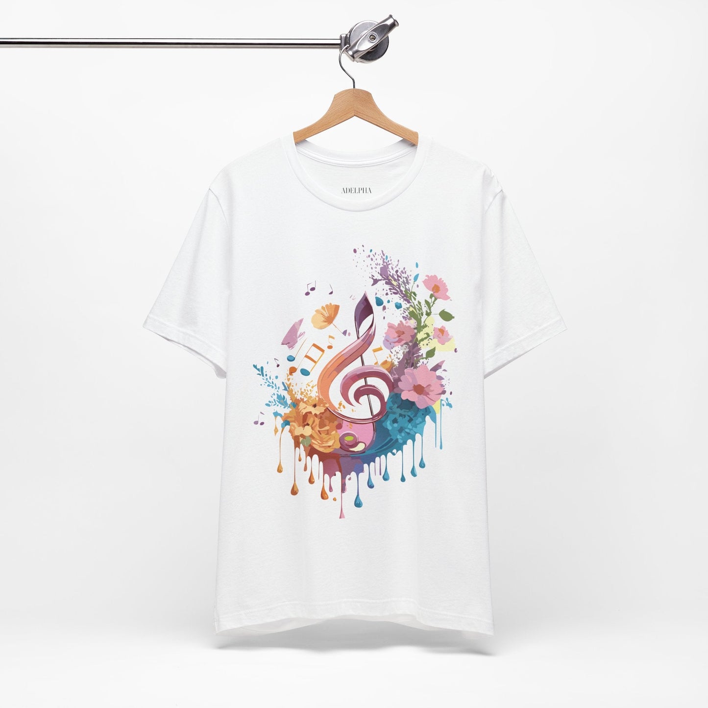 Music Graphic Unisex 100 Cotton Vintage Art with Musical Elements Tee 115